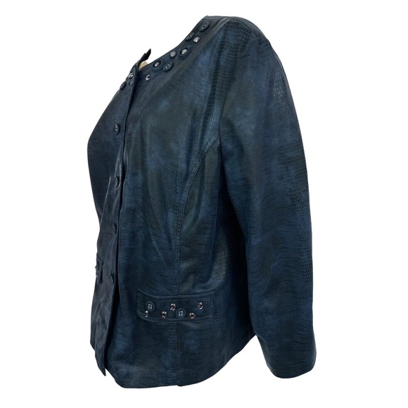 Alfred Dunner Blue Jacket Size 20 Button-up Long Sleeve Crystal Decoration - Picture 5 of 6